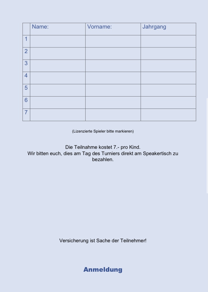 Anmeldeformular Kinder&Jugendliche