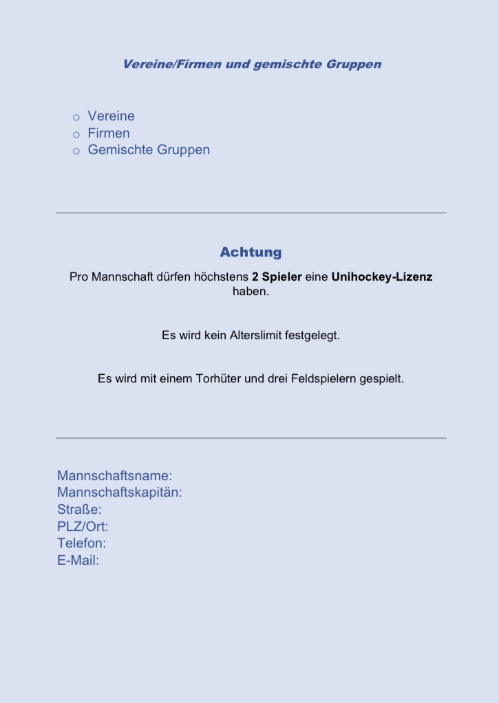Vereine/Firmen & gemischte Gruppen