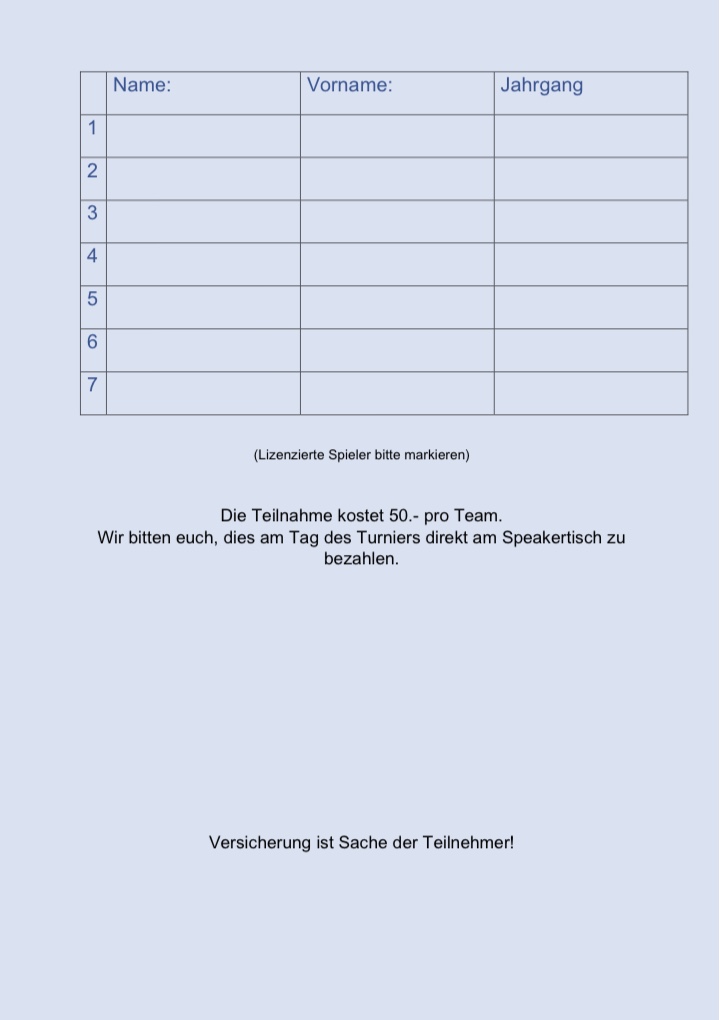 Anmeldeformular Vereine/Firmen & gemischte Gruppen